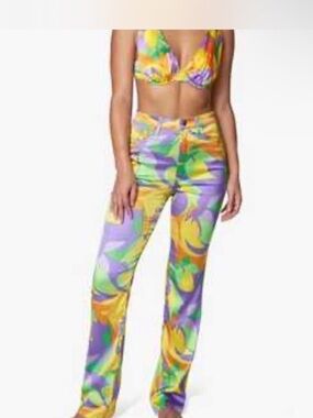 DANIELLE BERNSTEIN Multicolor Swirl Straight-Leg Trousers